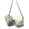Antique Glass and Pewter Bead Necklace