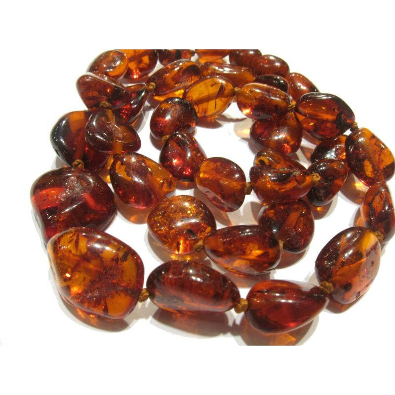 Cognac Amber Nugget Necklace/Strand