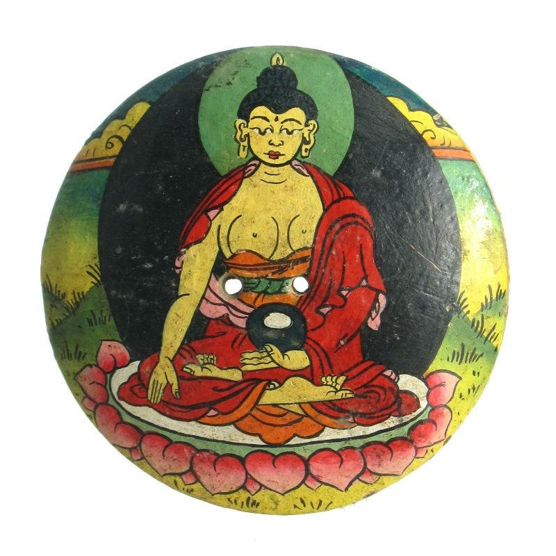 Buddha Coconut Shell Hand Painted Button/ Pendant
