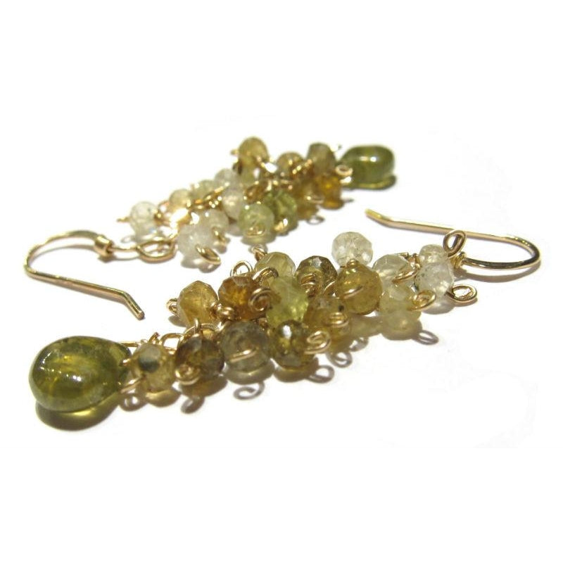 Green Garnet Earrings with Gold Filled Earwires