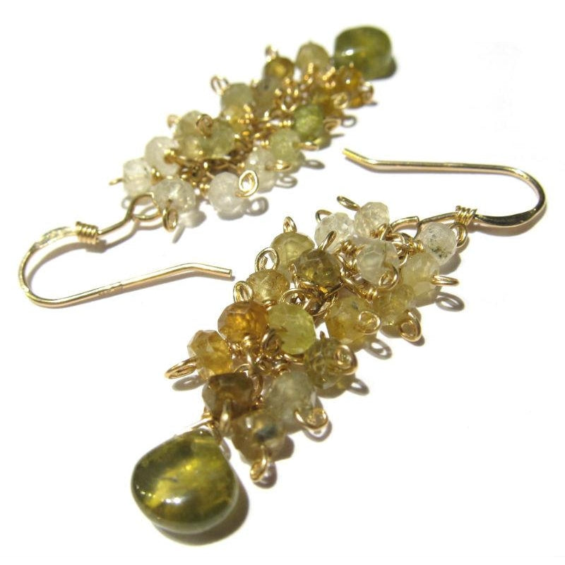 Green Garnet Earrings with Gold Filled Earwires