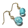 Swiss Blue Topaz Drop Earrings with Gold Filled Wire