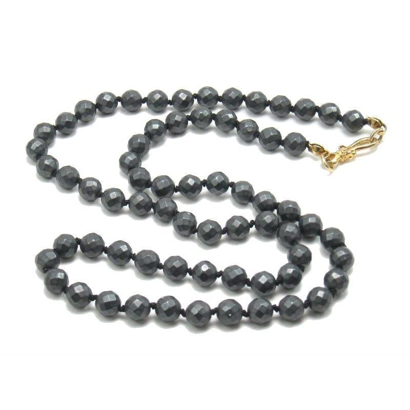 Matte Hematite Necklace with Gold Plated Hook Clasp