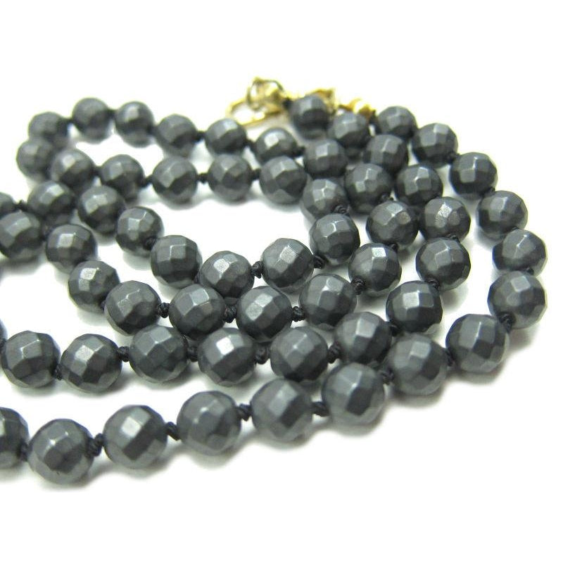 Matte Hematite Necklace with Gold Plated Hook Clasp