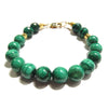 Malachite and Gold Plated Beads with Gold Plated Lobster Claw Clasp