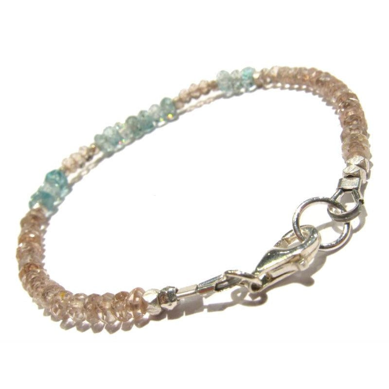 Topaz and Blue Zircon Faceted Bracelet with Sterling Silver Trigger Clasp