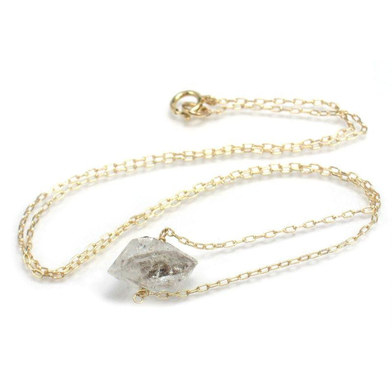 Herkimer Diamond Necklace on Gold Filled Chain with Gold Filled Spring Ring Clasp