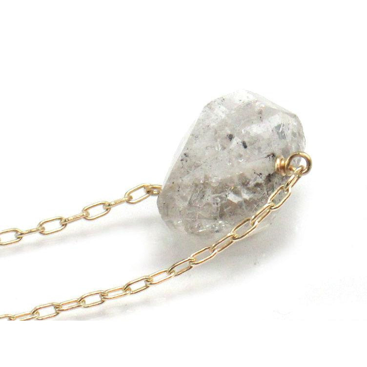 Herkimer Diamond Necklace on Gold Filled Chain with Gold Filled Spring Ring Clasp
