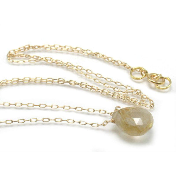 Rutilated Quartz Necklace on Gold Filled Chain with Gold Filled Spring Ring Clasp