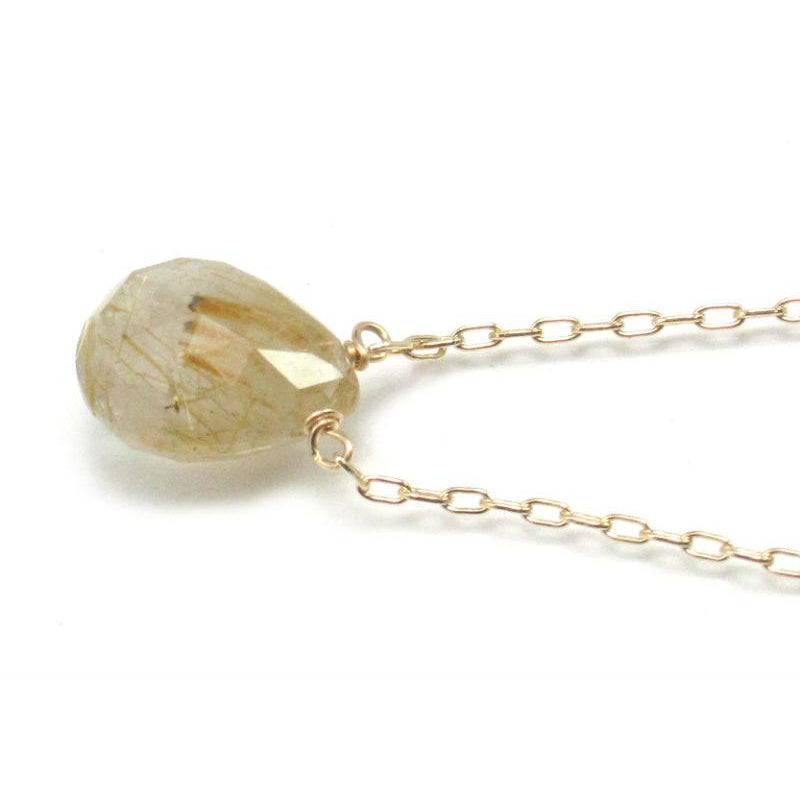 Rutilated Quartz Necklace on Gold Filled Chain with Gold Filled Spring Ring Clasp