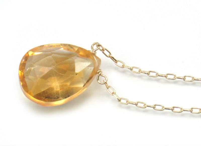 Citrine Necklace on Gold Filled Chain with Gold Filled Spring Ring Clasp
