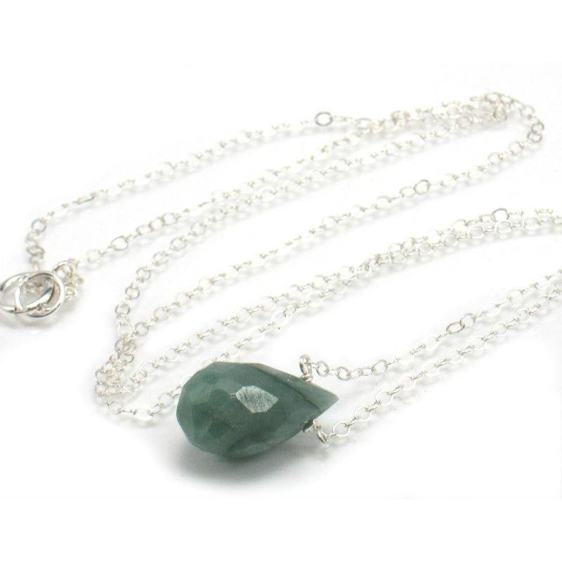 Isle Necklace - Emerald necklace green gemstone solitaire – Foamy Wader
