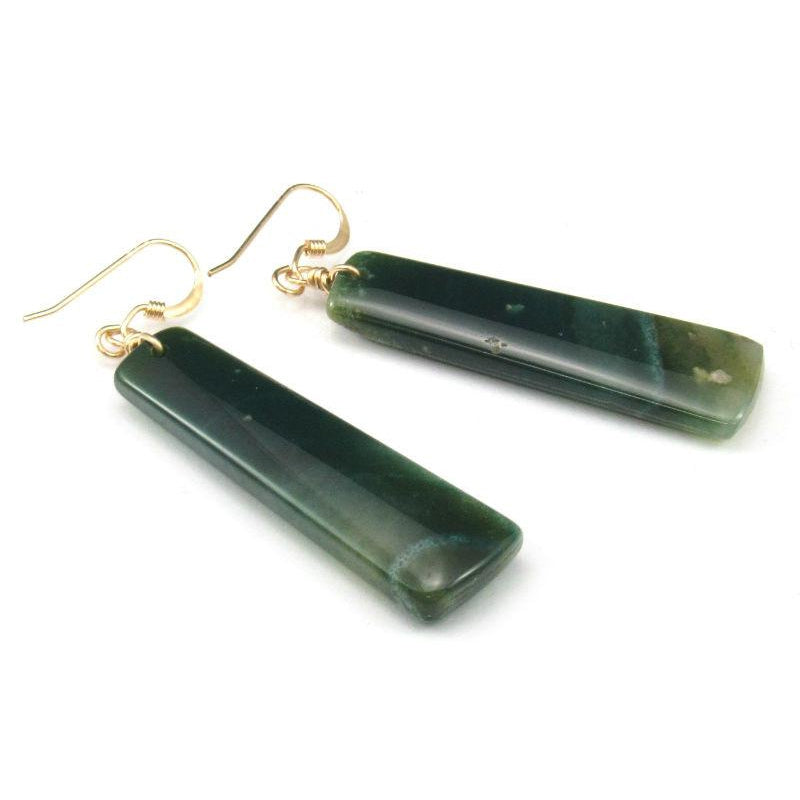 Moss Agate Earrings with Gold Filled French Ear Wires