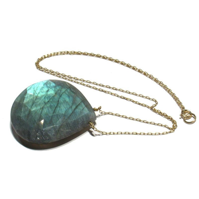 Labradorite Necklace with Gold Filled Spring Clasp