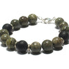 African Green Opal and Matte Onyx Bracelet with Sterling Silver Trigger Clasp