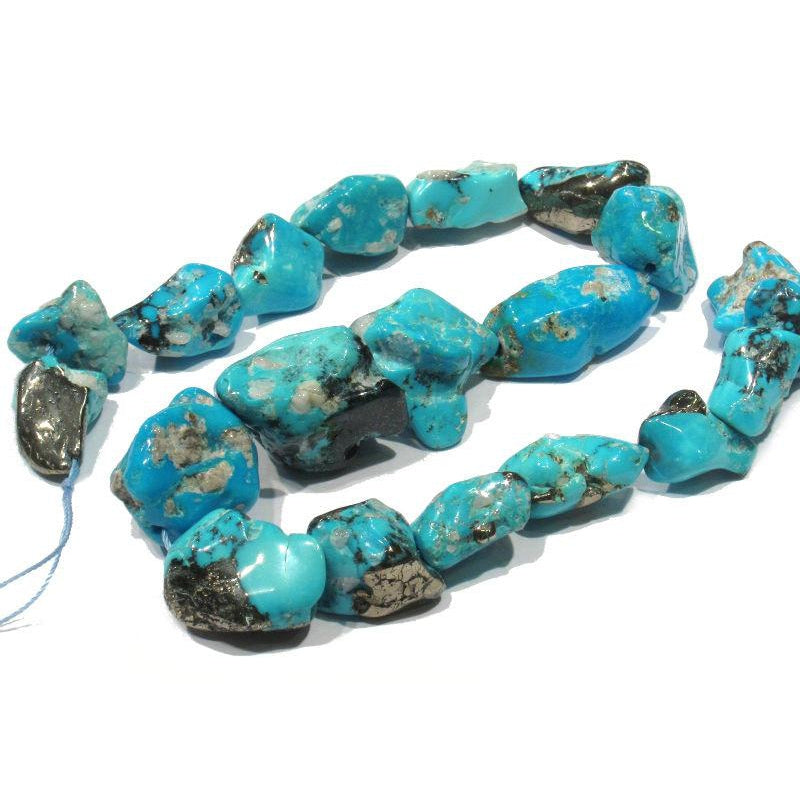 Sleeping Beauty Turquoise Nuggets with Pyrite and Quartz Strand