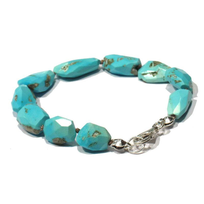 Sleeping Beauty Turquoise Bracelet with Sterling Silver Trigger Clasp
