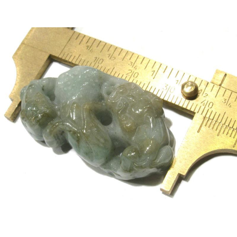 Jade Foo Dog Mother and Child with Corn Pendant