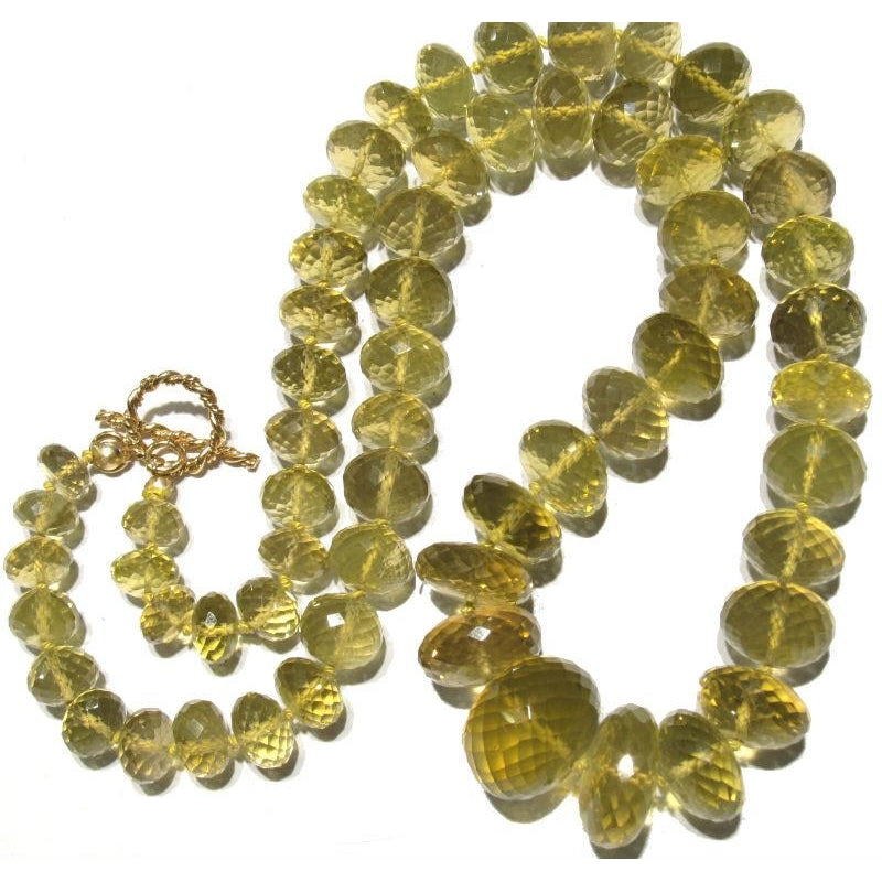 Yellow/Golden Topaz Necklace with Gold Filled Spiral Toggle Clasp