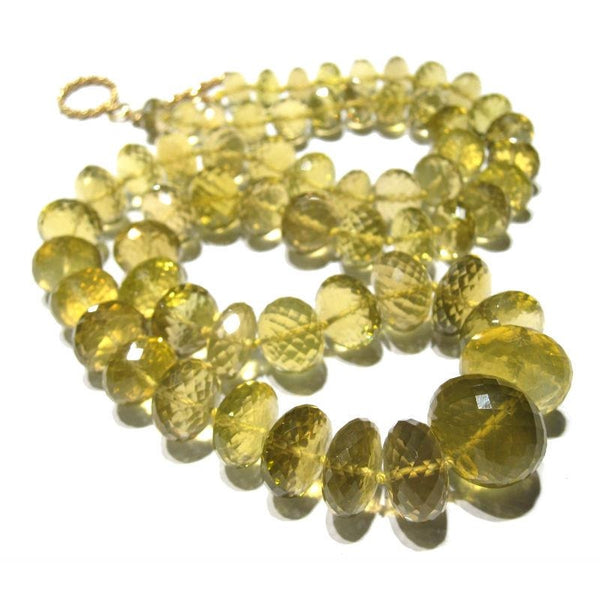 Yellow/Golden Topaz Necklace with Gold Filled Spiral Toggle Clasp