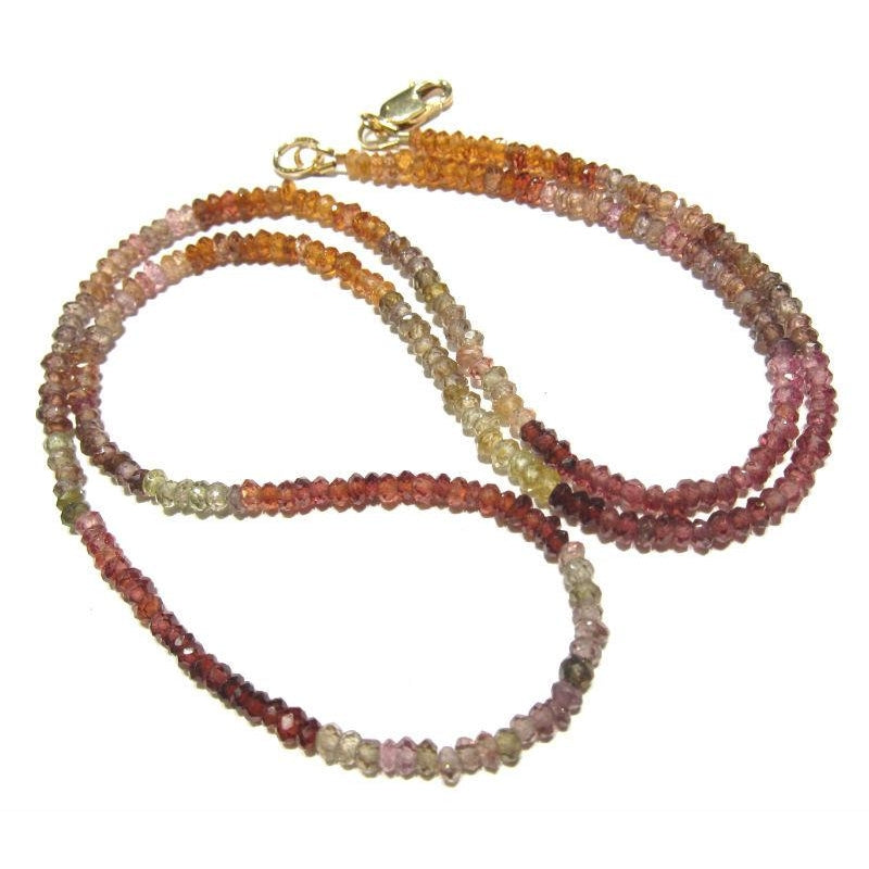 Garnet Natural Varigated Color Necklace with Gold Filled Lobster Claw Clasp