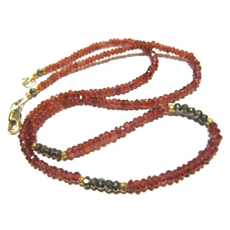 Garnet and Pyrite Necklace with Gold Filled Lobster Claw Clasp