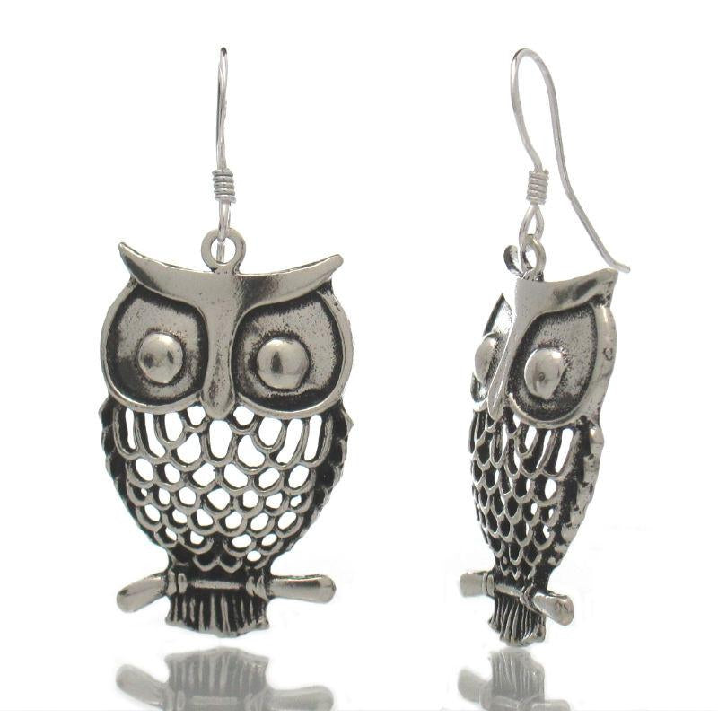 Sterling Silver Filigree Owl/Branch Earrings