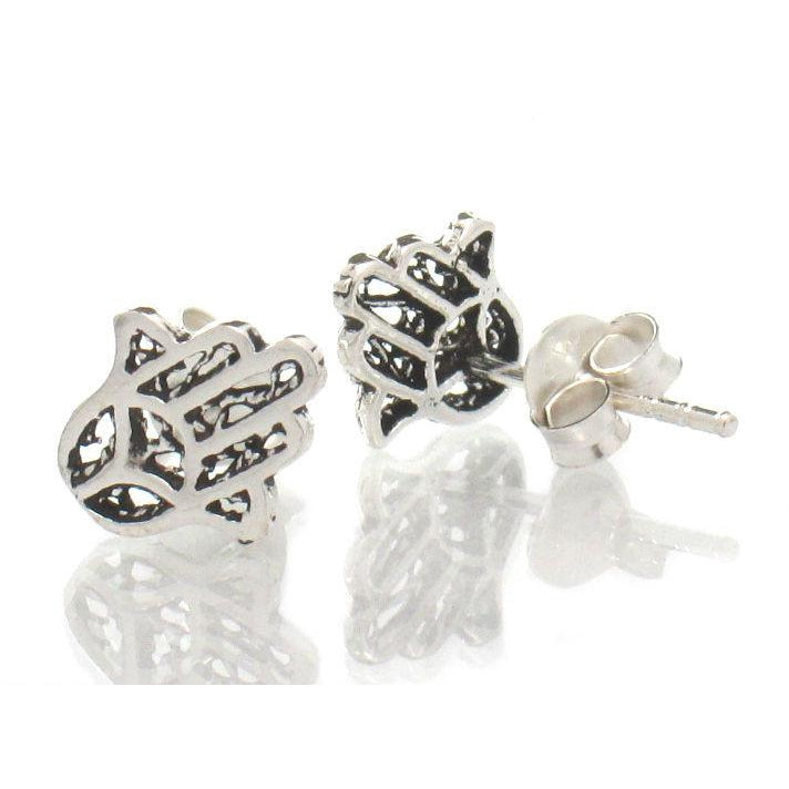 Sterling Silver Tiny Hamsa Stud Earrings – Beads of Paradise