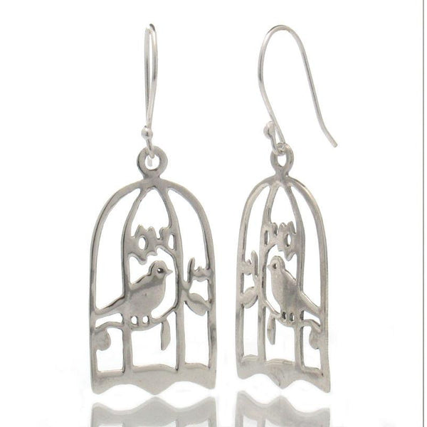 Sterling Silver Bird Cage Earrings