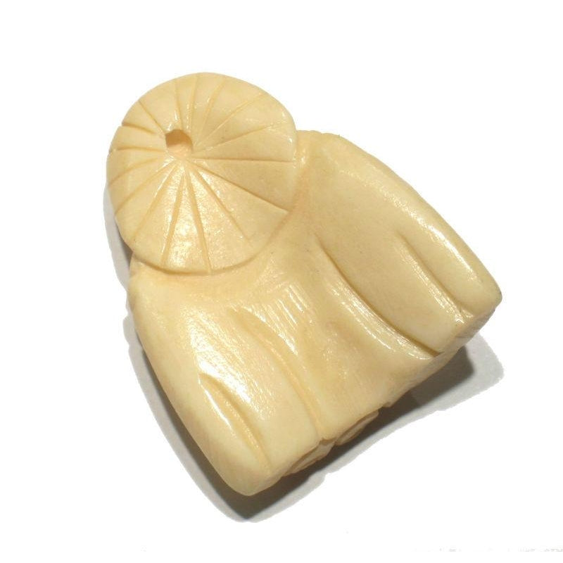 Budai "Laughing Buddha" Hand Carved Cow Bone Pendant