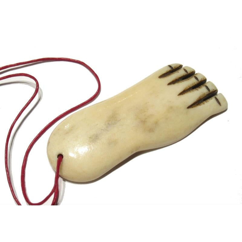 "Traveling" Foot Hand Carved Cow Bone Pendant