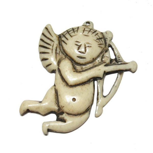 "Affectionate" Cupid Hand Carved Cow Bone Pendant