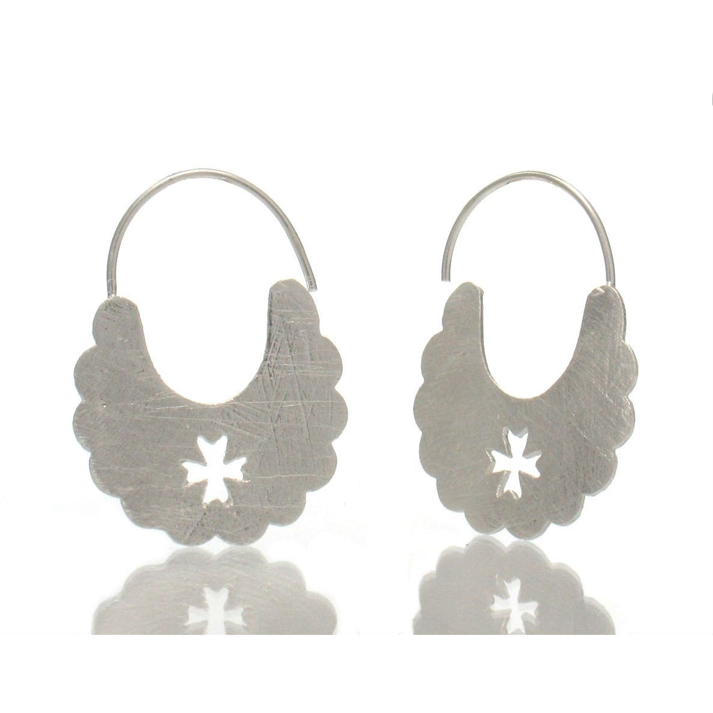 Sterling Silver Baltic Cross Scallop Earrings