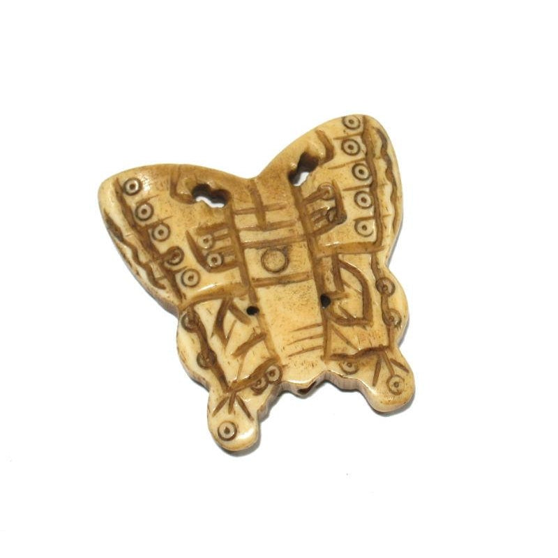 "Joyful" Butterfly Hand Carved Cow Bone Pendant