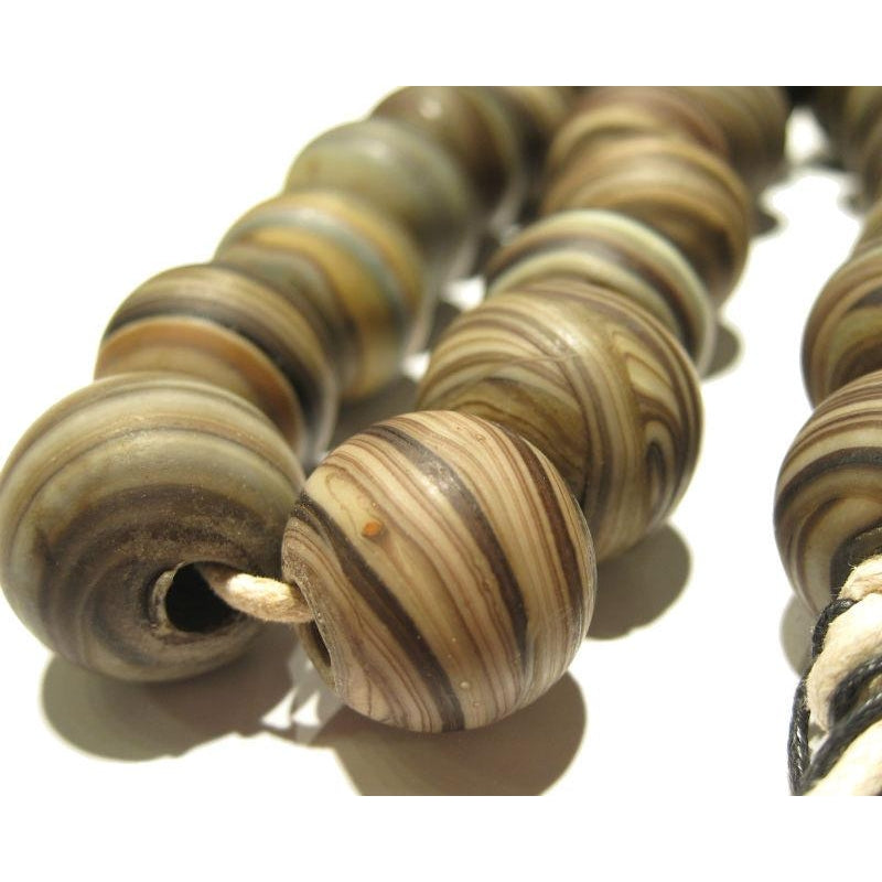 Naga Hand Wound Glass Trade Beads Resembling Banded Agates Necklace/Strand or Loose