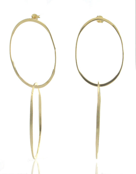 Gold Plated Over Sterling Silver Brushed Double 8's Earrings
