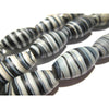 Glass "Dzi Style Banded Agate" Black and White Glass Barrel Necklace/Strand or Loose