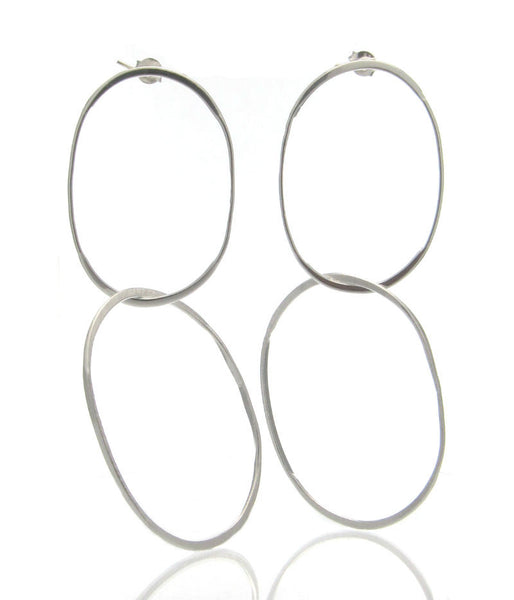 Sterling Silver Brushed Double 8's Earrings