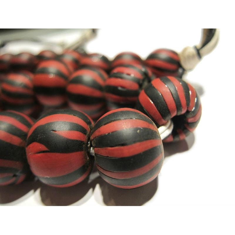 "Barbershop Swirl" Glass Round Trade Bead Necklace/Strand or Loose
