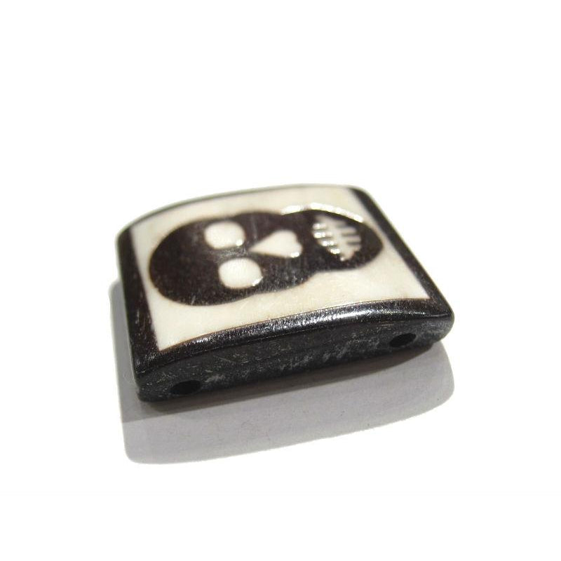 Skull Hand Carved Cowbone Bead with Double Hole