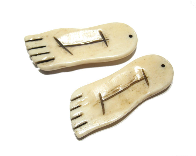 Foot (Left or Right) Carved Cowbone Pendant