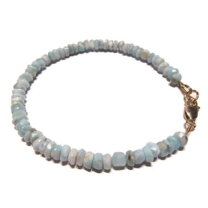 Larimar Faceted Bracelet with Gold Filled Lobster Claw Clasp