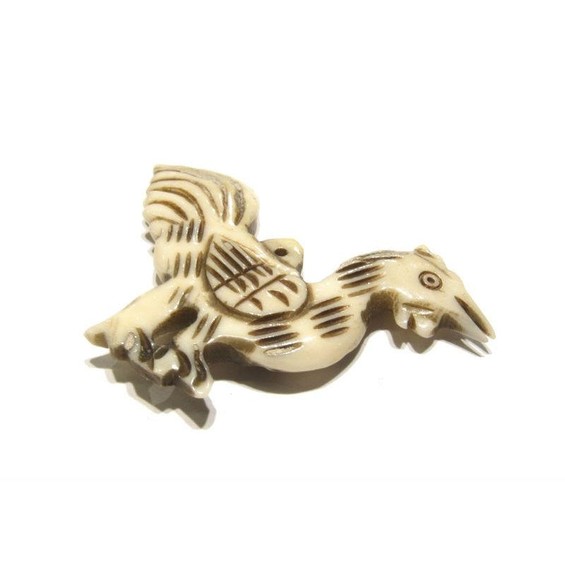 "Reliable" Rooster Hand Carved Cow Bone Pendant