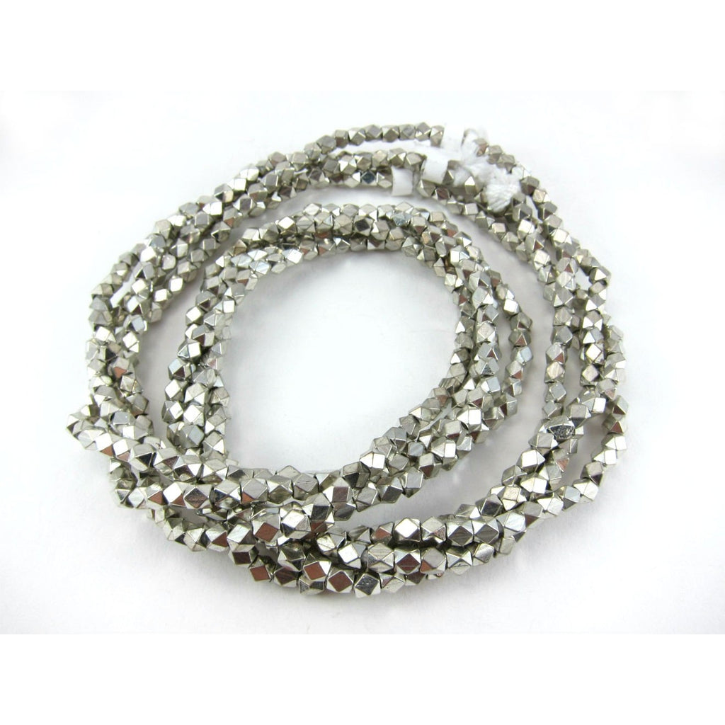 Silver Plated over Copper Faceted Bead Strand