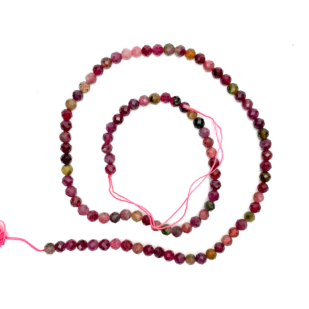 Multicolored Tourmaline Brazil 4mm Faceted Round Beads