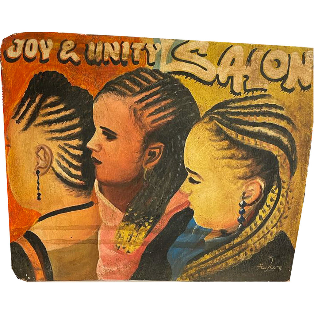 "Joy & Unity Salon" Hand-Painted African Barber Shop Sign #634