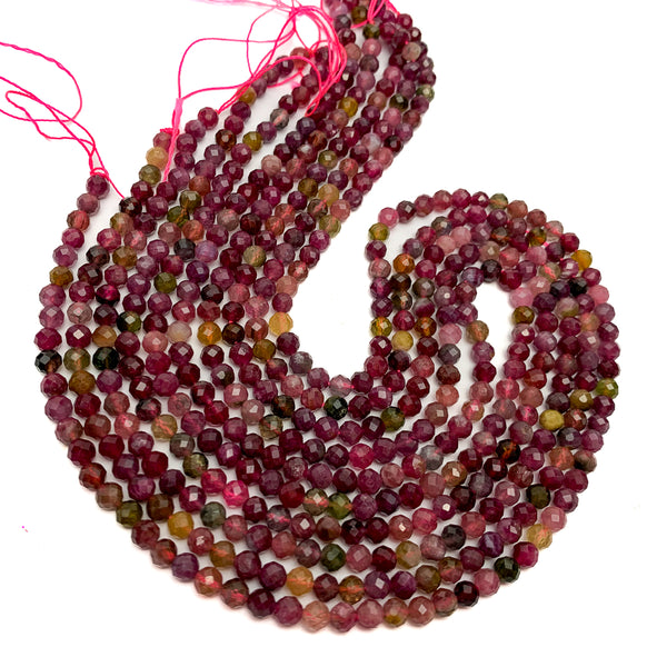 Multicolored Tourmaline Brazil 4mm Faceted Round Beads