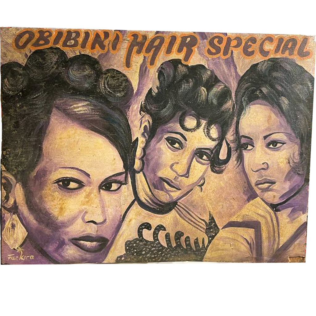 "Obibini Hair Special" Hand-Painted African Barber Shop Sign #629