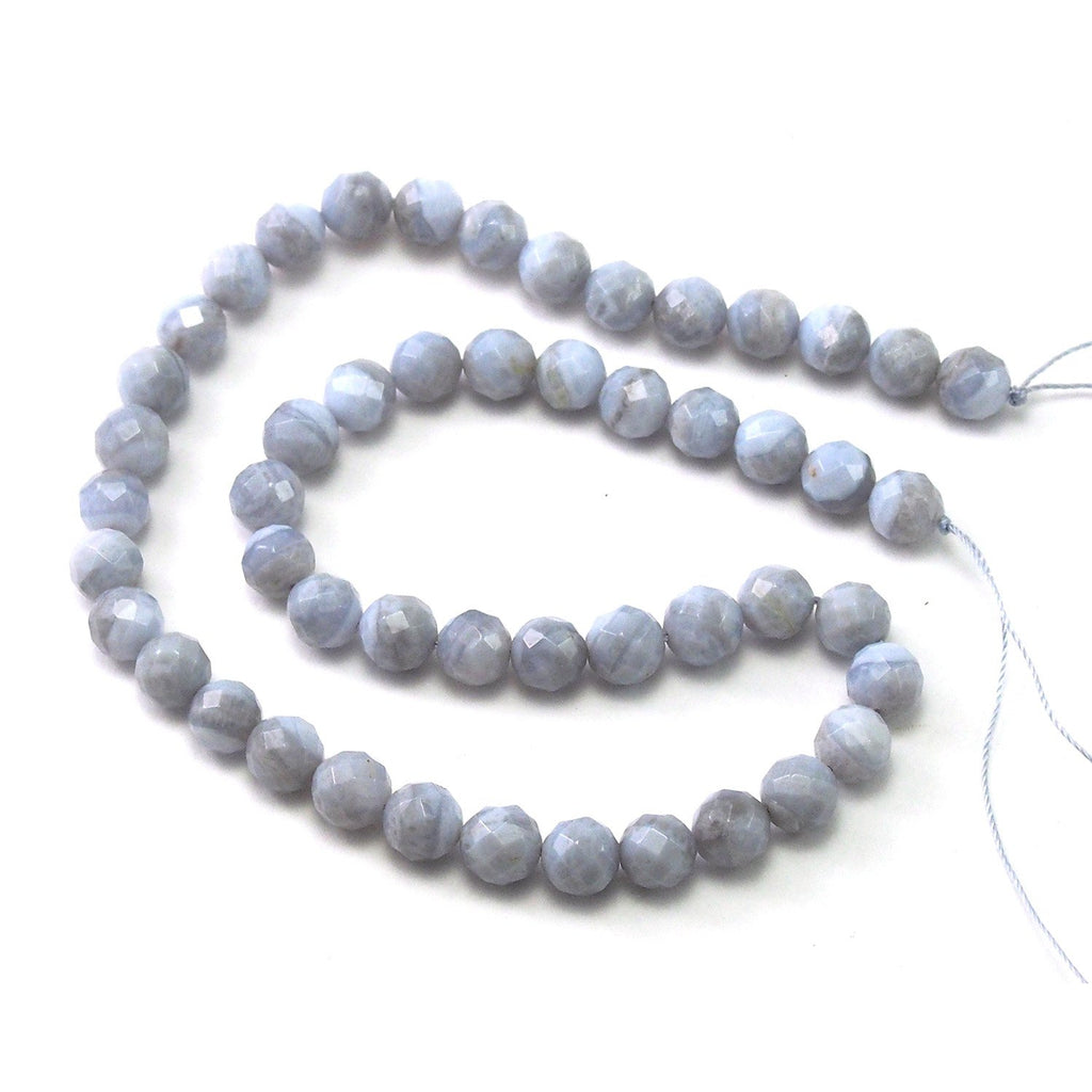 Blue Lace Agate Faceted Rounds 8mm Strand