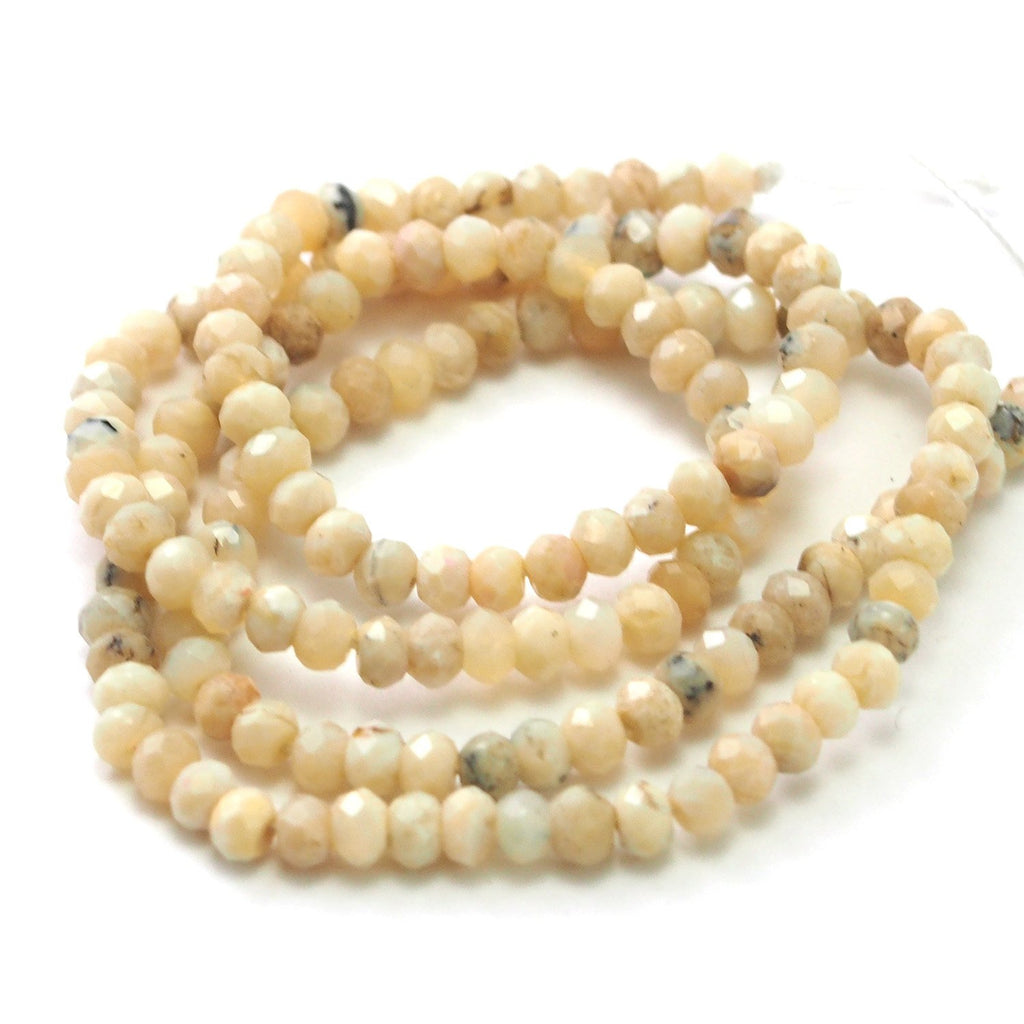 African Opal White Faceted Rondelles 4mm Strand